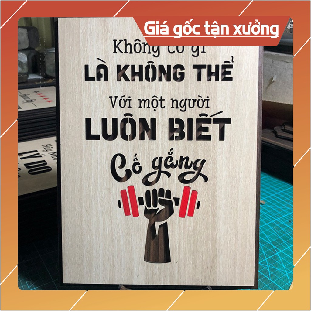 [HANDMADE] Tranh tạo động lực - mẫu câu "không có gì là không thể với một người luôn biết cố gắng"