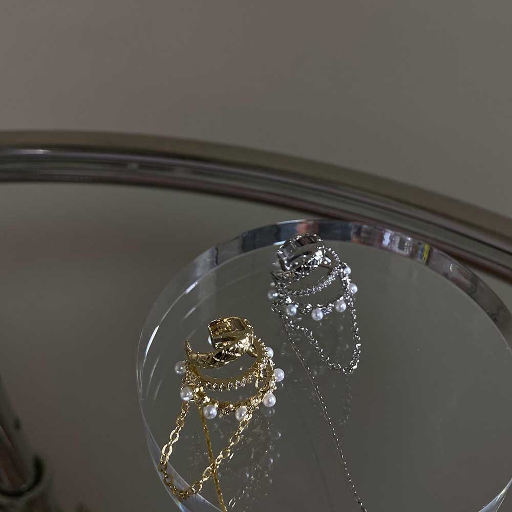 Bông tai dạng kẹp đính ngọc trai thời trang Hàn Quốc