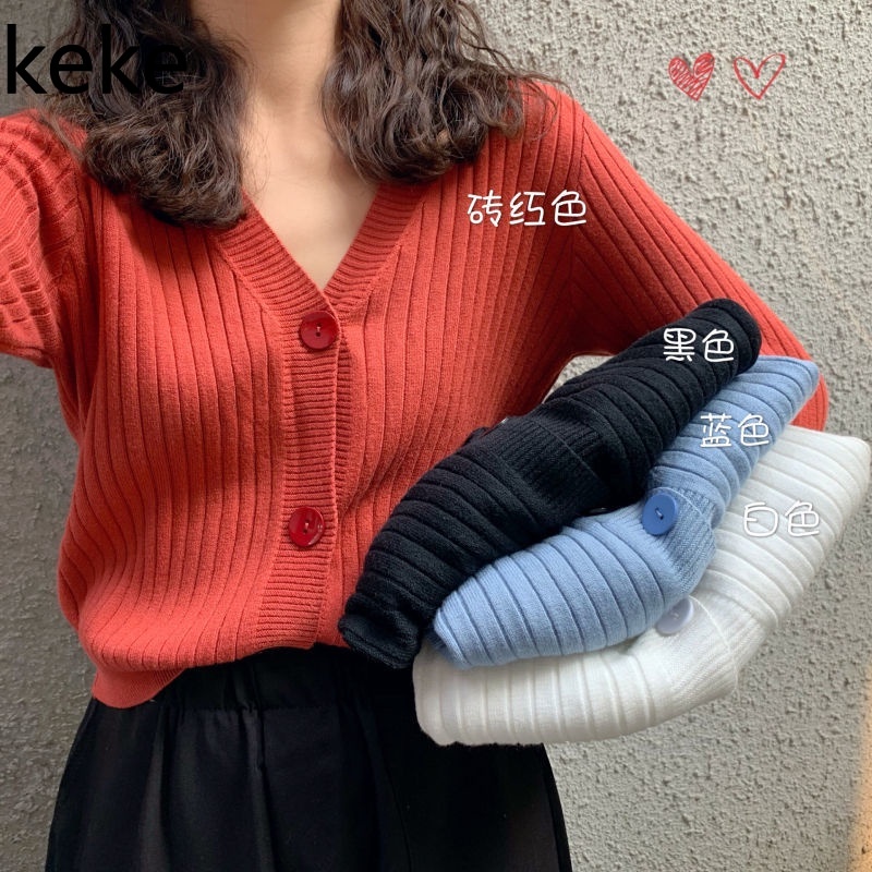 Áo khoác Cardigan dệt kim mỏng dáng rộng ngắn thời trang xuân thu thanh lịch