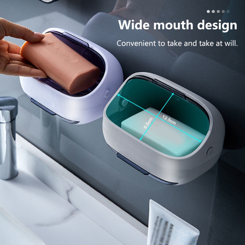 Giá Đỡ Xà Phòng Gắn Tường Nắp Lật Thoát Nước Chống Bụi Chống Rò Rỉ Dễ Lắp Đặt