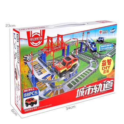 Bộ lắp ghép đường ray ô tô cho bé 88 chi tiết