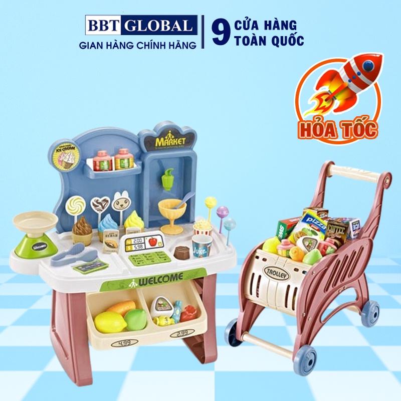 Quầy bán bánh ngọt và xe đẩy siêu thị cho bé BBT GLOBAL 668-82