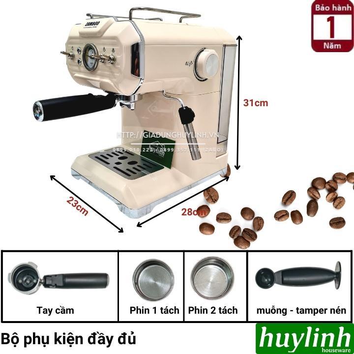 [Mã ELHAMS5 giảm 6% đơn 300K] Máy pha cà phê Espresso Zamboo ZB-92CF - Tặng 500gr cafe [Kem - Đỏ]