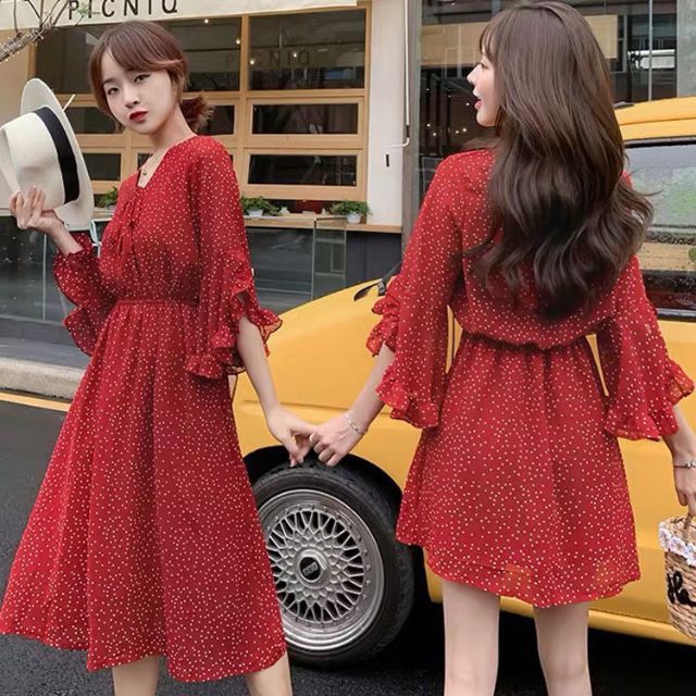 Váy voan chấm bi vintage