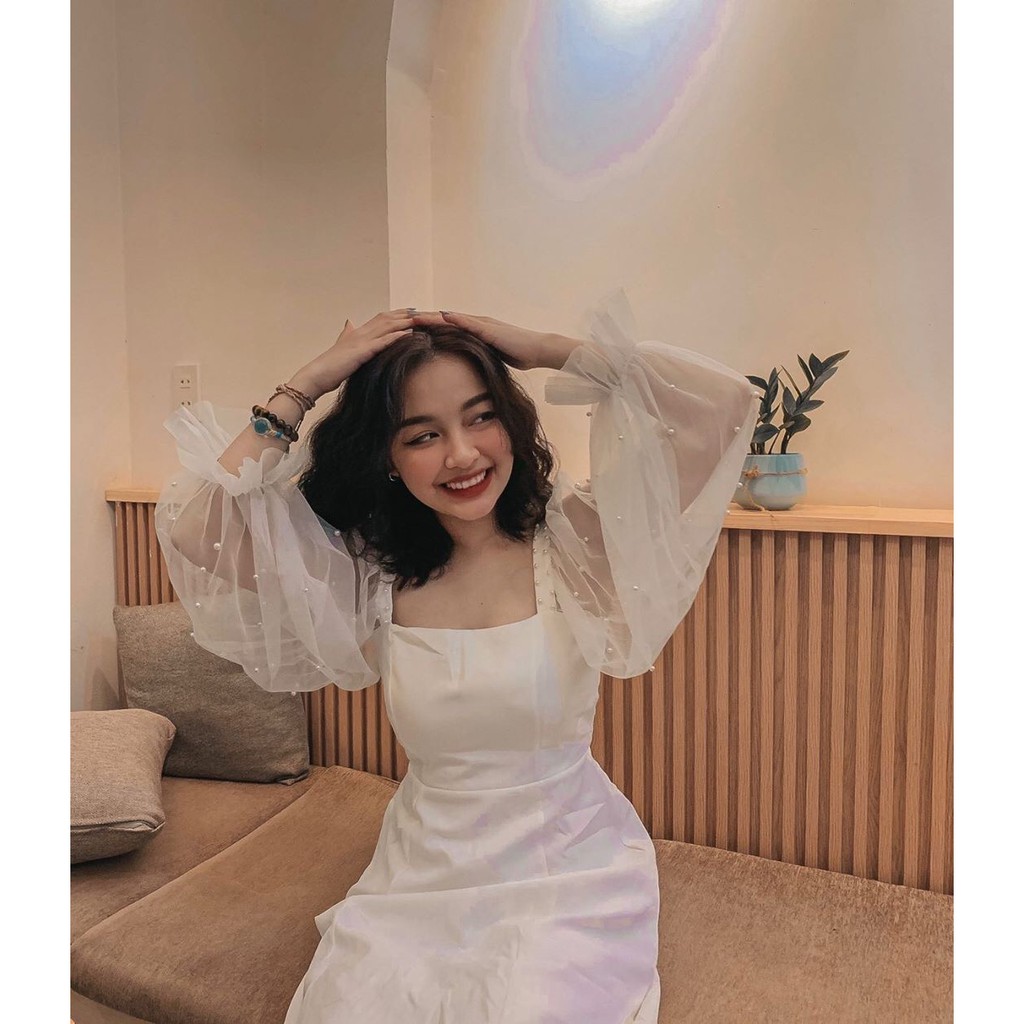 (CLIP THẬT) Đầm dự tiệc tay lưới đính hạt | BigBuy360 - bigbuy360.vn