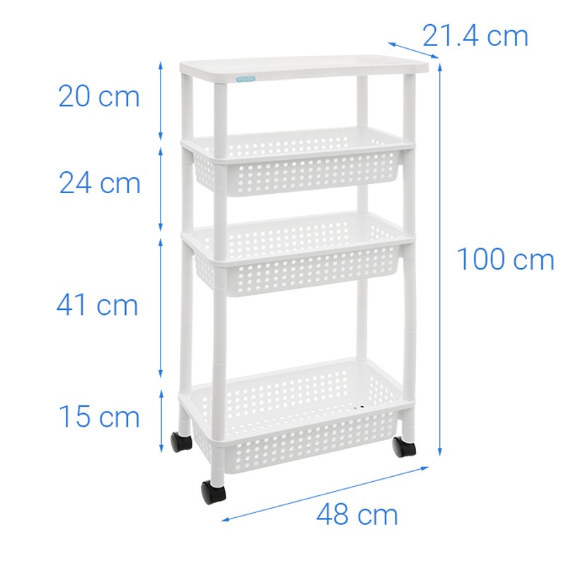 Kệ đa năng có bánh xe di động Tokyo Inochi dùng cho nhà tắm phòng khách phòng ngủ phòng bếp phòng ăn