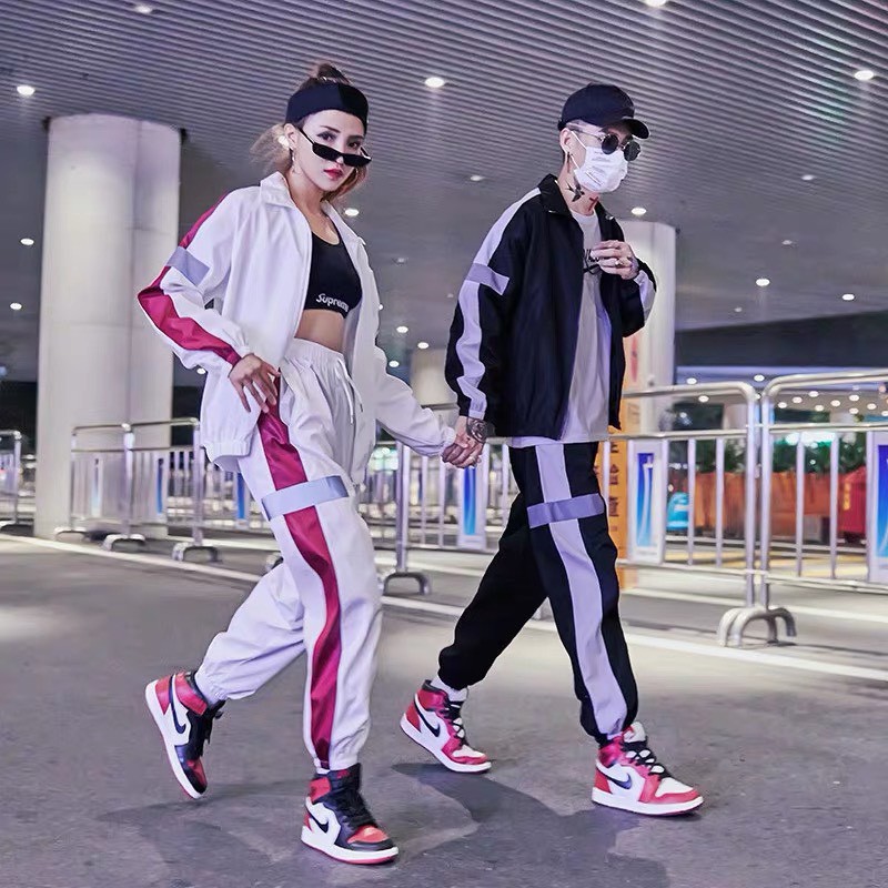 Áo khoác dù nam nữ 2 lớp quần jogger phối phản quang siêu chất lừ