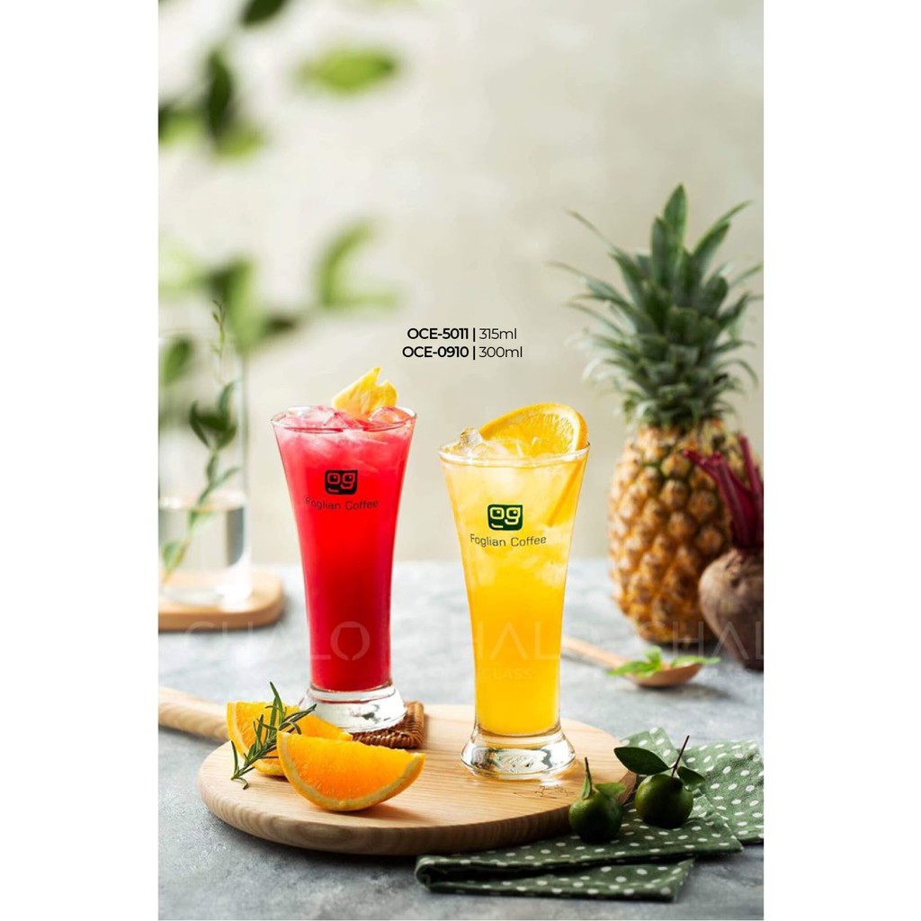 Đại lý ocean Bộ 6 cốc ly thủy tinh miệng loe sinh tố cao thái lan Ocean đẹp cao cấp 300-315ml