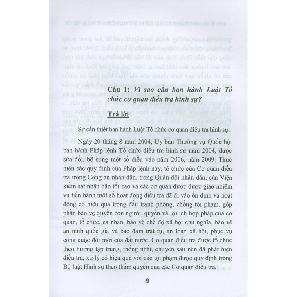 Sách - Hỏi -Đáp Về Luật Tổ Chức Cơ Quan Điều Tra Hình Sự Và Các Văn Bản Hướng Dẫn Thi Hành | BigBuy360 - bigbuy360.vn