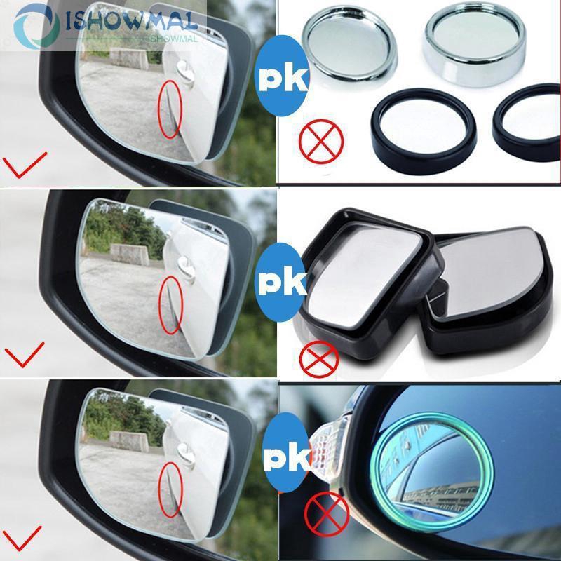 2 gương soi điểm mù không viền hình quạt có thể điều chỉnh dành cho xe hơi