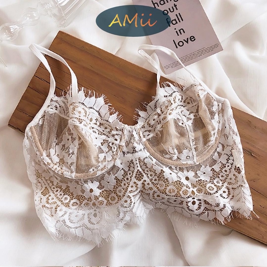 Áo Bra ren AMii Có Gọng nâng ngực sexy Áo lót nữ Bralette mút mỏng ren mềm xuyên thấu gợi cảm 1 khóa cài sau mới A111 | BigBuy360 - bigbuy360.vn