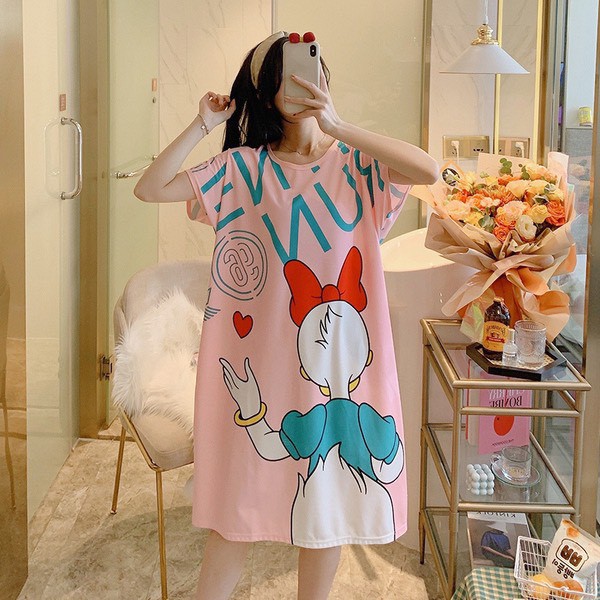 Váy Ngủ Dáng Suông Chất Cotton Mát, Mịn Họa Tiết Dễ Thương Siêu Rẻ | BigBuy360 - bigbuy360.vn