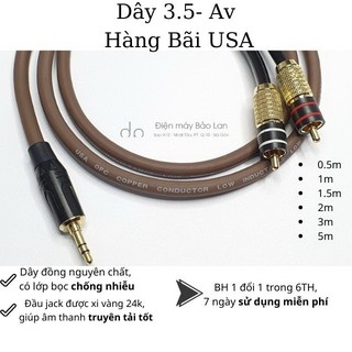  Dây Audio 3.5 Ra 2Av Xịn Hàng Bãi USA Màu Nâu Đồng Nguyên Chất Bảo Hành 6 Tháng 