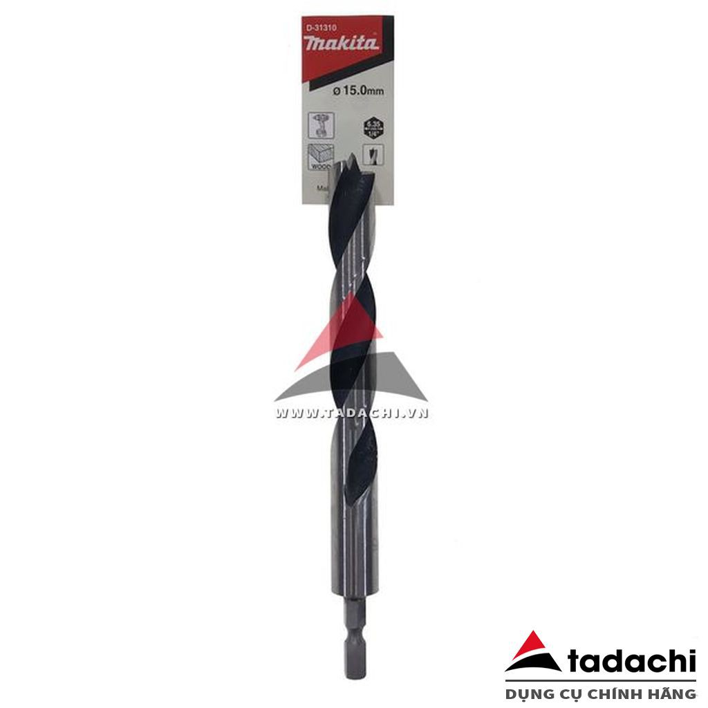 Mũi khoan gỗ đầu đinh nhọn chân lục giác 6.35mm Makita (chọn size mũi) | Tadachi