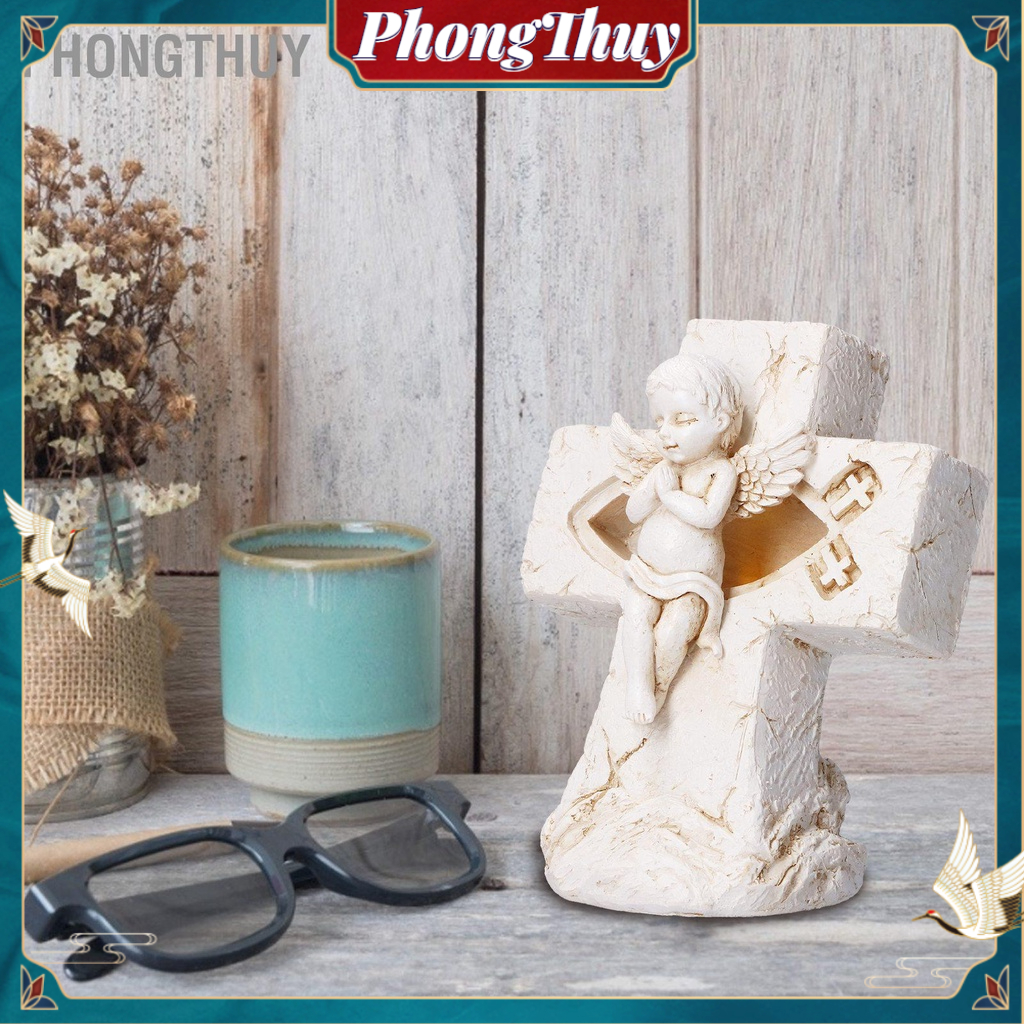 PhongThuy Tượng thiên thần Thiết kế rỗng Ngoại hình dễ thương Thân thiện với môi trường Nhựa Ánh sáng Điêu khắc Chúa giáng sinh để trang trí Quà tặng