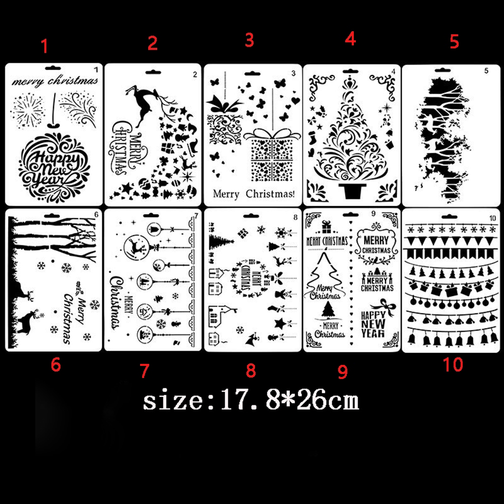 Khuôn Vẽ Khoét Rỗng Bằng Kim Loại Chủ Hoạ Tiết Chủ Đề Giáng Sinh Dùng Để Trang Trí DIY