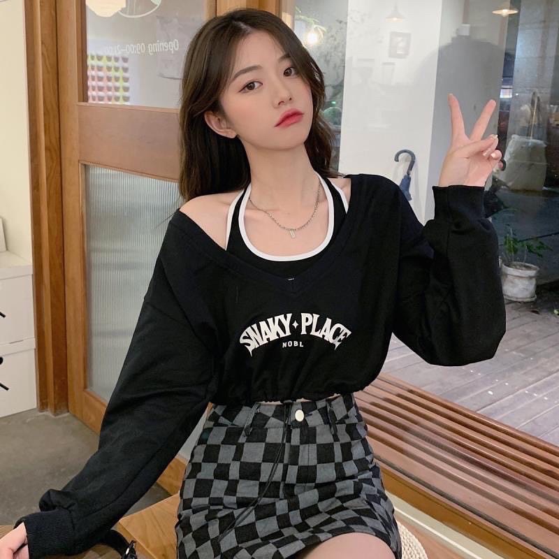 Set Áo Croptop Phối Bra SNAKY Ulzzang (Ảnh Thật/Có sẵn)