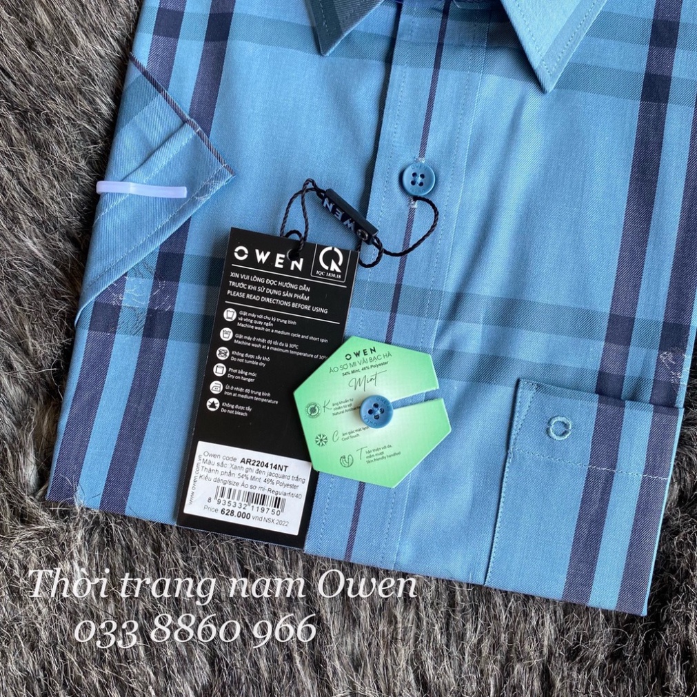 OWEN - Áo Sơ mi ngắn tay Owen Regular fit chất sợi bạc hà kẻ ca rô xanh 220414
