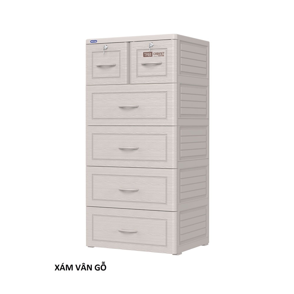 Tủ nhựa Duy Tân Tabi 5 tầng 6 ngăn - trắng vân gỗ, kem vân gỗ, xám vân gỗ - Hàng chính hãng