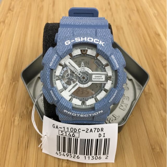 Đồng hồ nam Casio G Shock GA-110DC-2A7DR Dây Nhựa Màu Xanh Hoạ Tiết Jean - Chống Từ