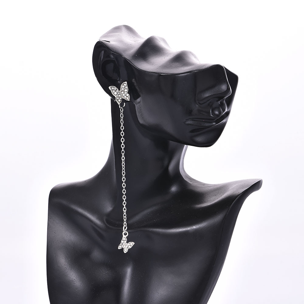 Bông tai dài mặt hình bướm đính đá đơn giản thời trang cho nữ