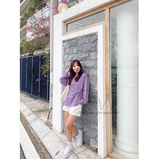 Áo sweater thun xoắn eo (Ảnh thật)