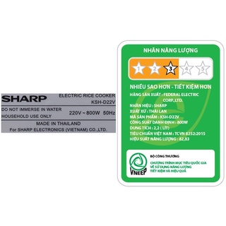 Nồi cơm điện Sharp 2.2 lít KSH-D22V - Hàng chính hãng