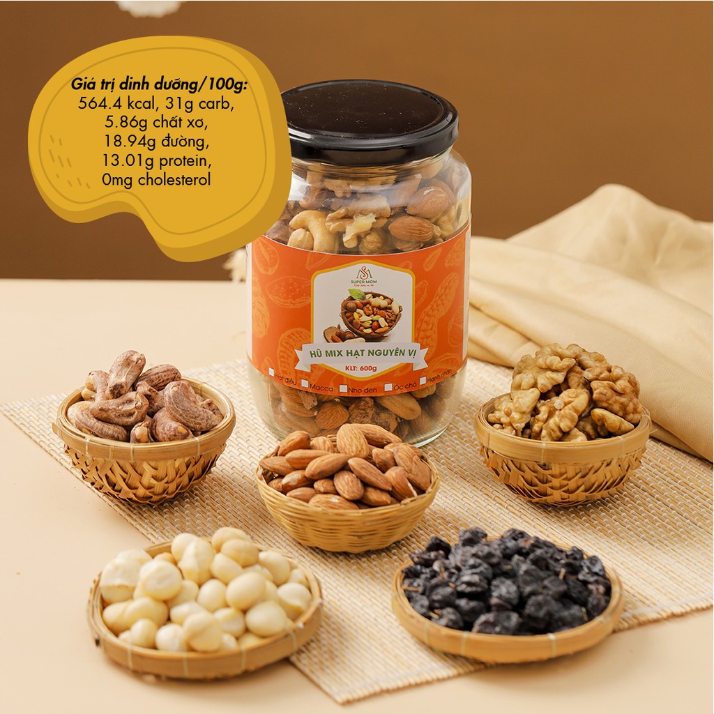 MIX HẠT DINH DƯỠNG 6 LOẠI SẤY NGUYÊN VỊ ăn vặt healthy cho người ăn kiêng ăn chay &amp; mẹ bầu bổ sung dưỡng chất mỗi ngày