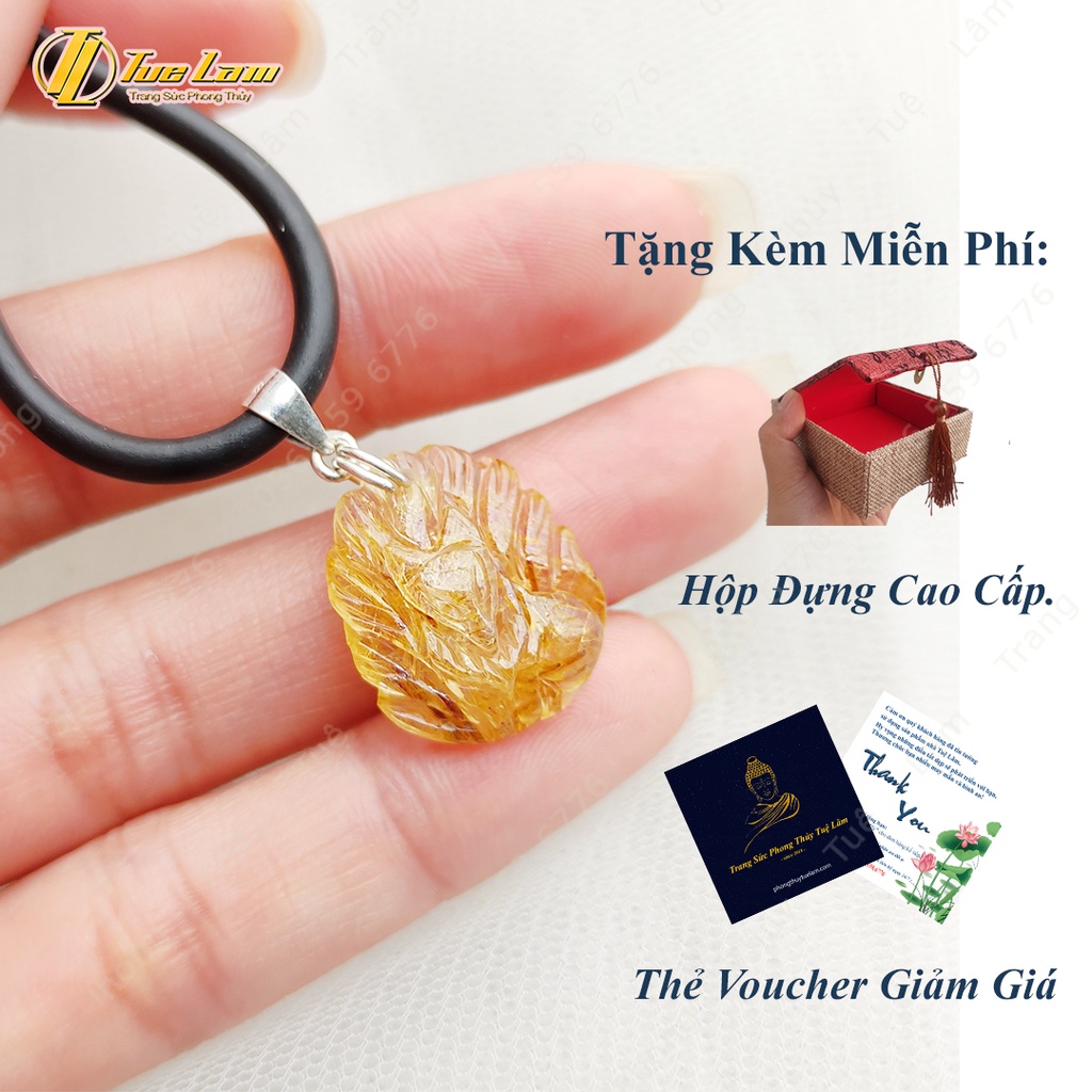 Mặt dây chuyền hồ ly chúa màu tóc vàng dáng tròn trợ duyên hợp mệnh kim thổ - Tuệ Lâm