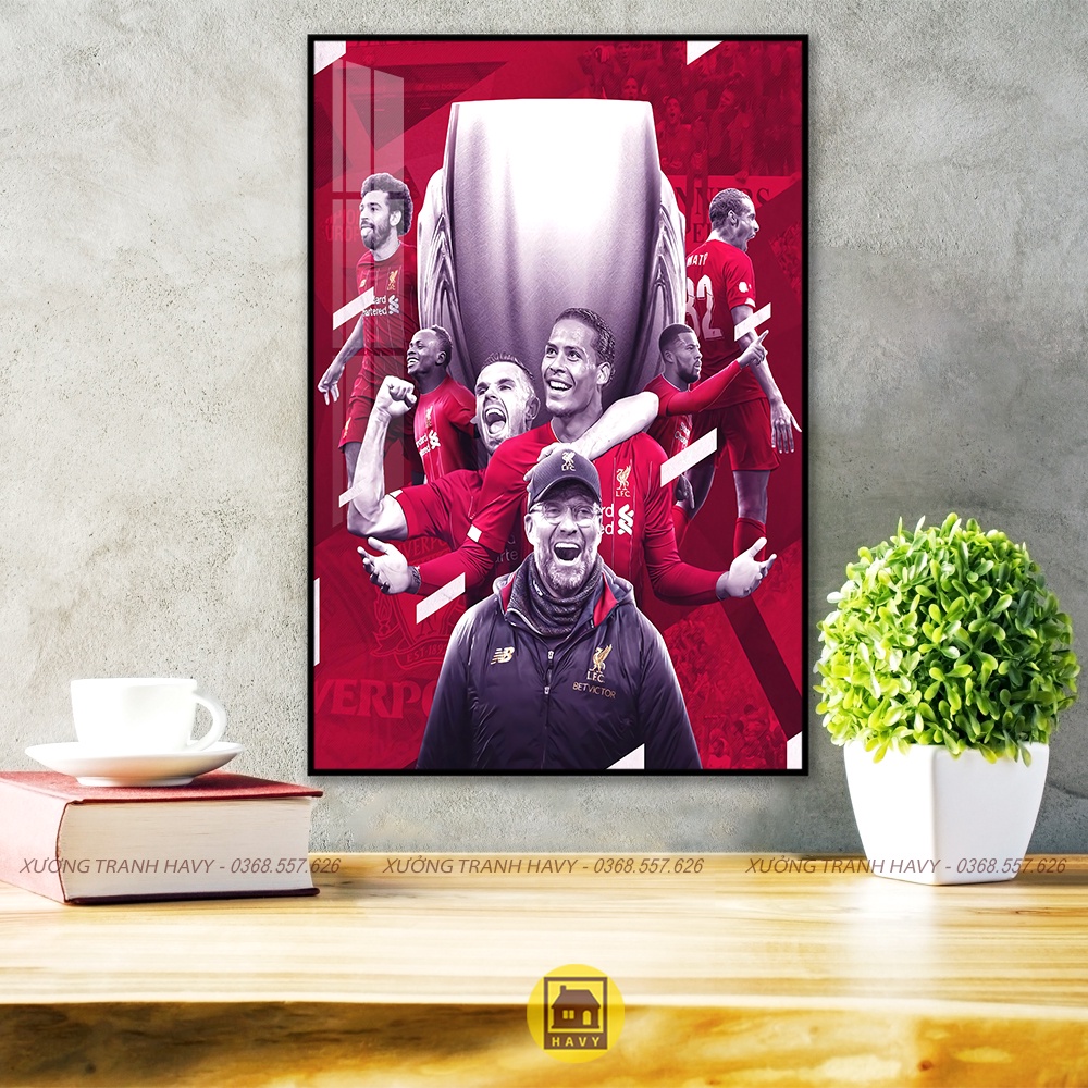 Tranh bóng đá Liverpool, chất liệu mica tráng gương cao cấp