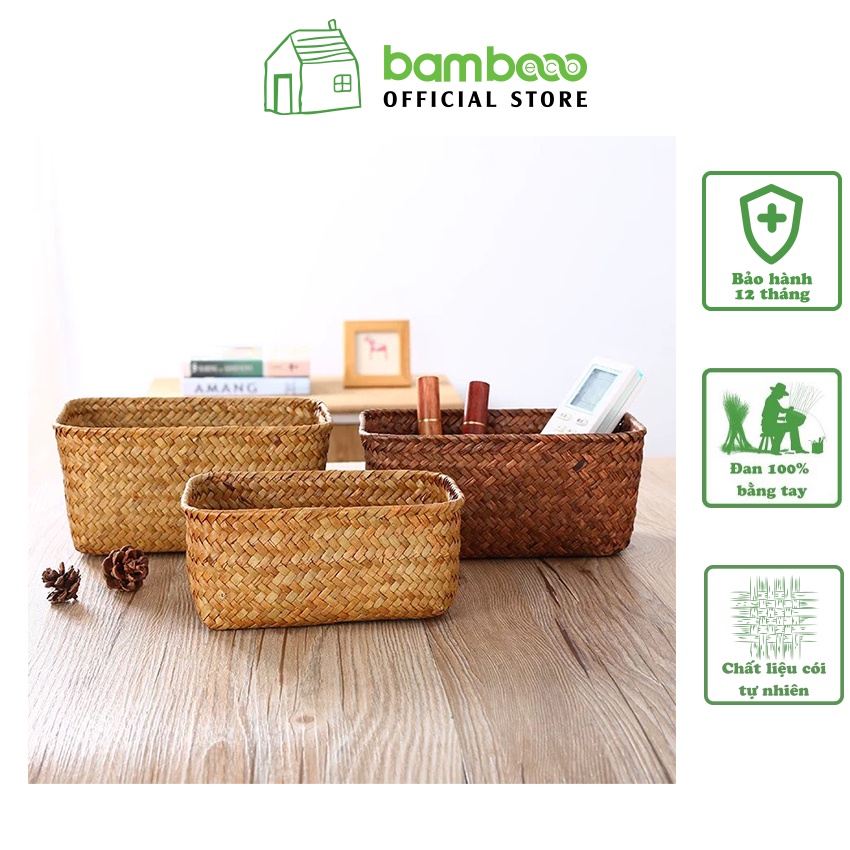 Giỏ mây tre đan cói BAMBOOO ECO rổ đựng đồ dùng gia đình đa năng