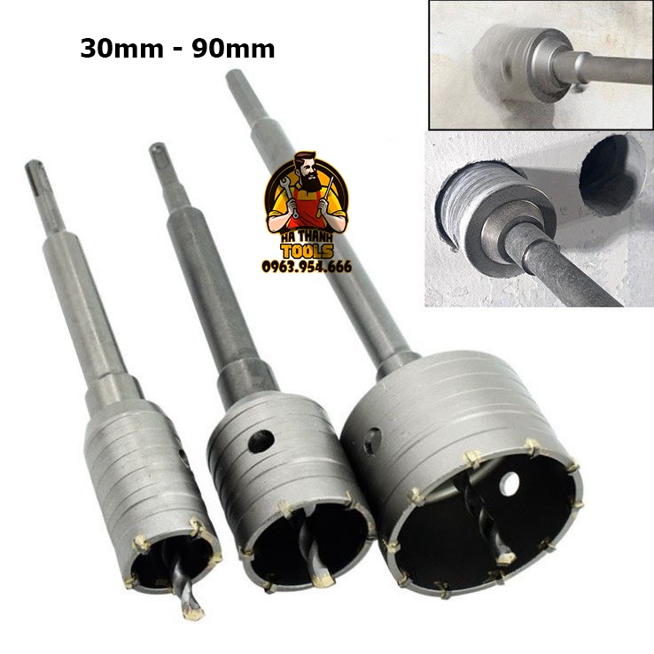 Mũi Khoan Rút Lõi Bê Tông Khoét Lỗ Tường Gạch Lắp Máy Điều Hòa 30-90mm