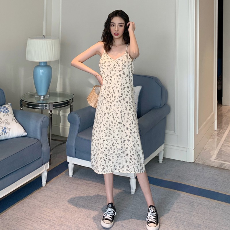 Váy Nữ 2 Dây Dáng Dài Họa Tiết Xẻ 2 Bên Chất Bao Đẹp M2157-Violet | BigBuy360 - bigbuy360.vn