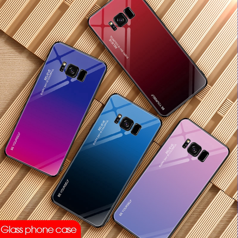 Ốp điện thoại kính cường lực hiệu ứng đổi màu cho Samsung S10e S8 S9 S10 Plus