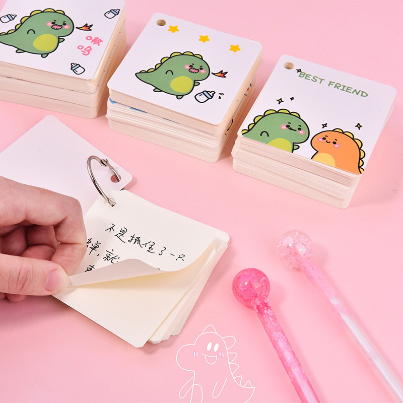 FlashCard Bộ Thẻ Ghi Chú, Ghi Nhớ Học Từ Vựng Ngoại Ngữ Mẫu Hoạt Hình Đáng Yêu (80 Tờ)