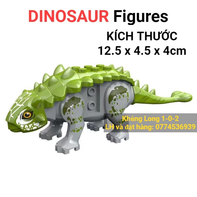 Khủng Long Ankylosaurus 2022 Nhỏ Màu Xanh Lá Dài 12.5cm x Cao 4.5cm Jurassic World Hãng Lele