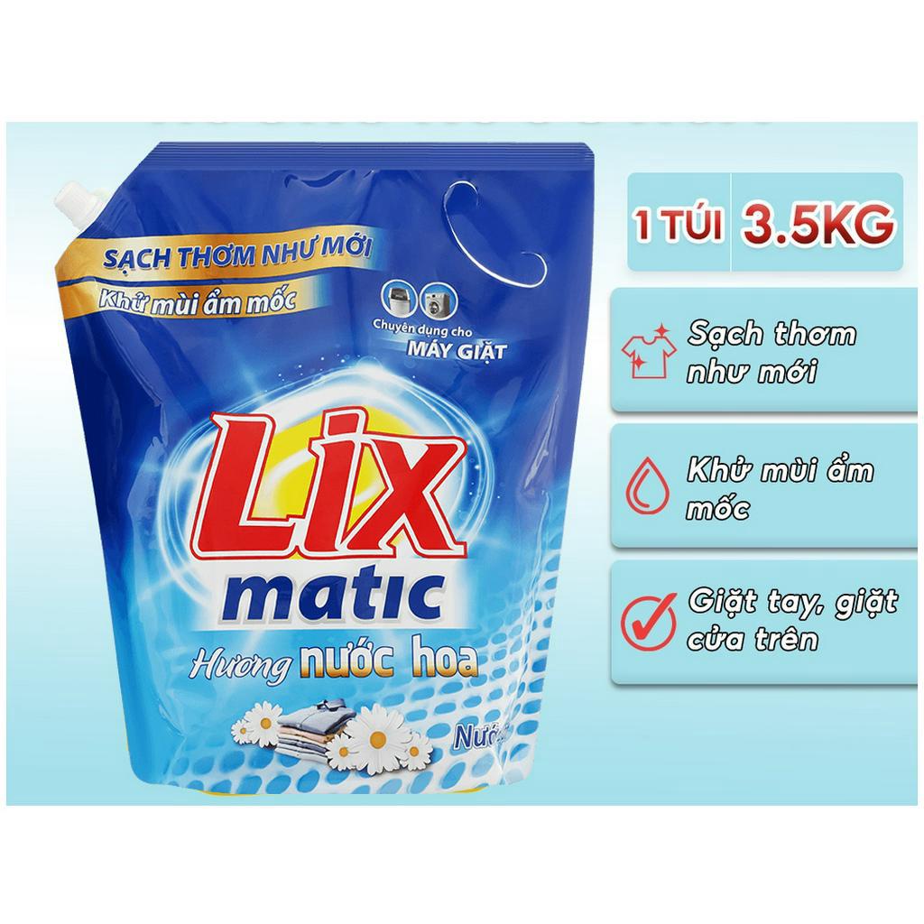 NƯỚC GIẶT LIX MATIC HƯƠNG NƯỚC HOA (TÚI 3,5KG)