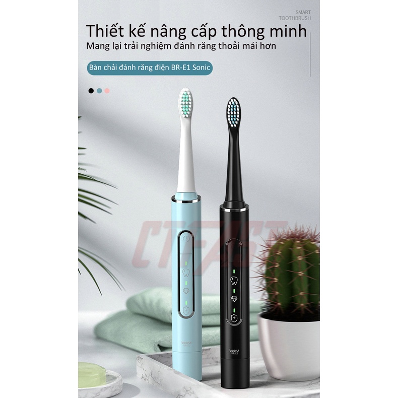 Bàn chải điện Clean Sonic CTFAST Boorui E1 thế hệ mới 3 chế độ, tặng kèm 3 đầu bàn chải chống nước IPX7