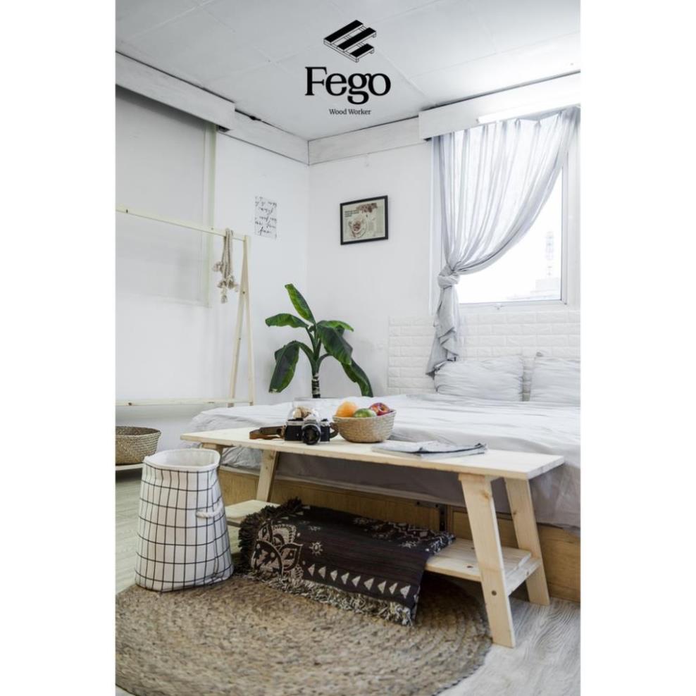 Ghế băng dài gỗ thông tự nhiên 2 tầng chân gỗ/ Sofa Thư Giãn