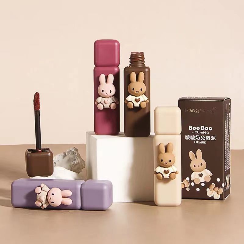 Set 4 Son Môi HengFang Chống Dính Cốc Không Phai Thiết Kế Vỏ Son Hình Thỏ Dễ Thương