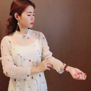 Đầm maxi hoa voan Hình thật