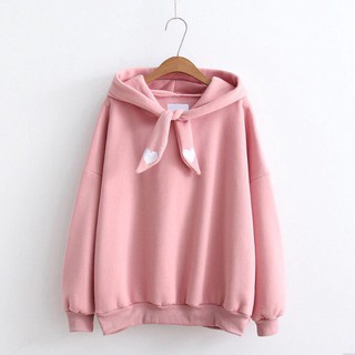 Áo Hoodie Tai thỏ hồng