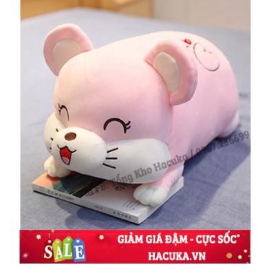 Gối ôm gấu bông chuột Hamster chất liệu vải nhung co giãn mềm mịn