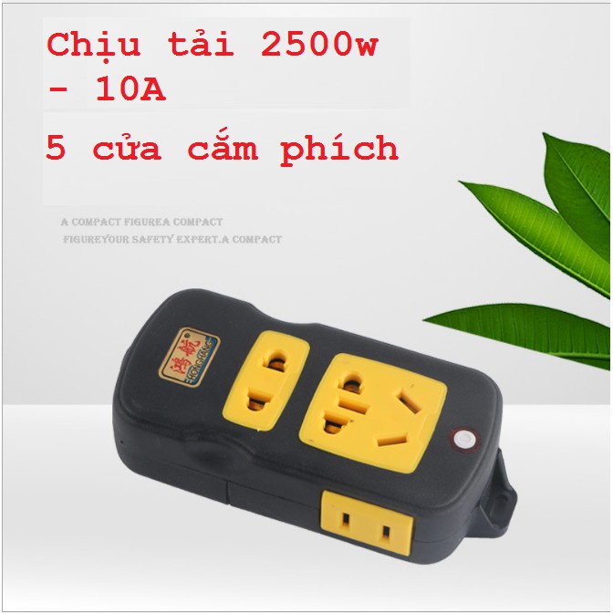 Ổ cắm điện 5 cửa Sz05, cắm được tất cả các loại phích cắm