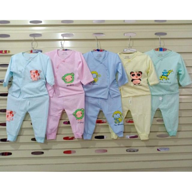 Bộ dài tay noubaby cotton cúc chéo 0-9m
