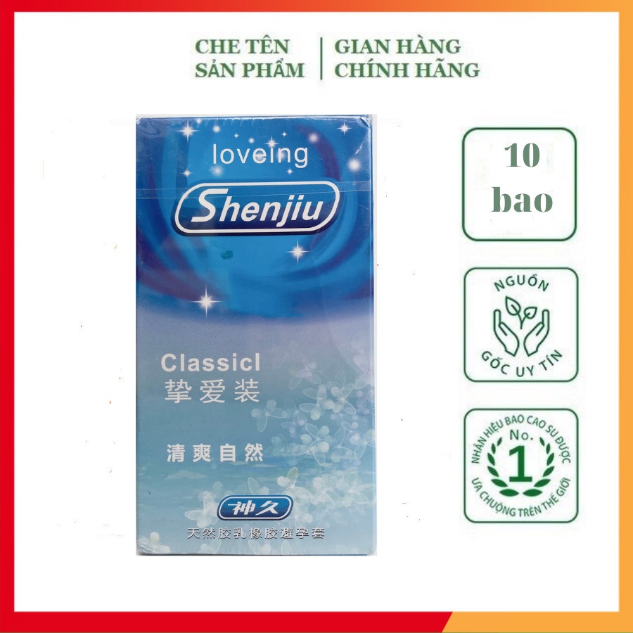 Bao cao su Shenjiu Loveing, bao cao su mẫu mới siêu mỏng nhiều gel bôi trơn, hộp 10 bcs