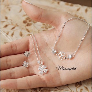 Bộ trang sức cỏ 4 lá đính đá lấp lánh