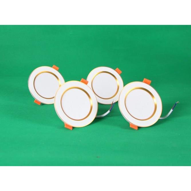 Bộ 2 Đèn Led âm trần đổi màu 5w viền bạc/vàng, đèn trang trí giá rẻ