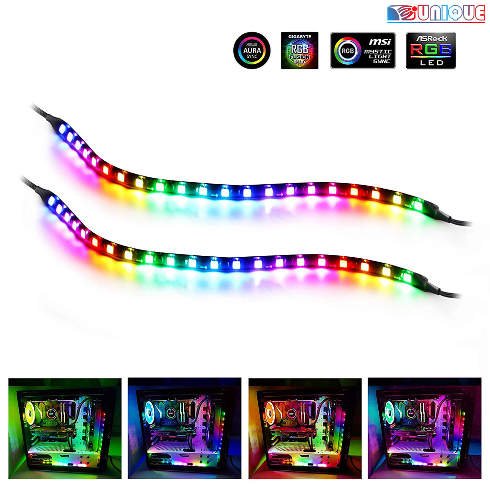 Set 4 Dải Đèn Led Rgb Từ Tính M / B Với 4 Chấu 12v Cho Bảng Mạch Điện Asus Aura Gigabyte Fusion Msi Mystic