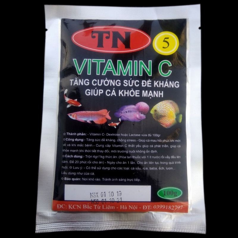 TN5 VITAMIN C- Tăng Cường Sức Đề Kháng Giúp Cá Khỏe Mạnh Khi Thời Tiết Tay Đổi, Môi Trường Không Ổn Định ( 100gr)
